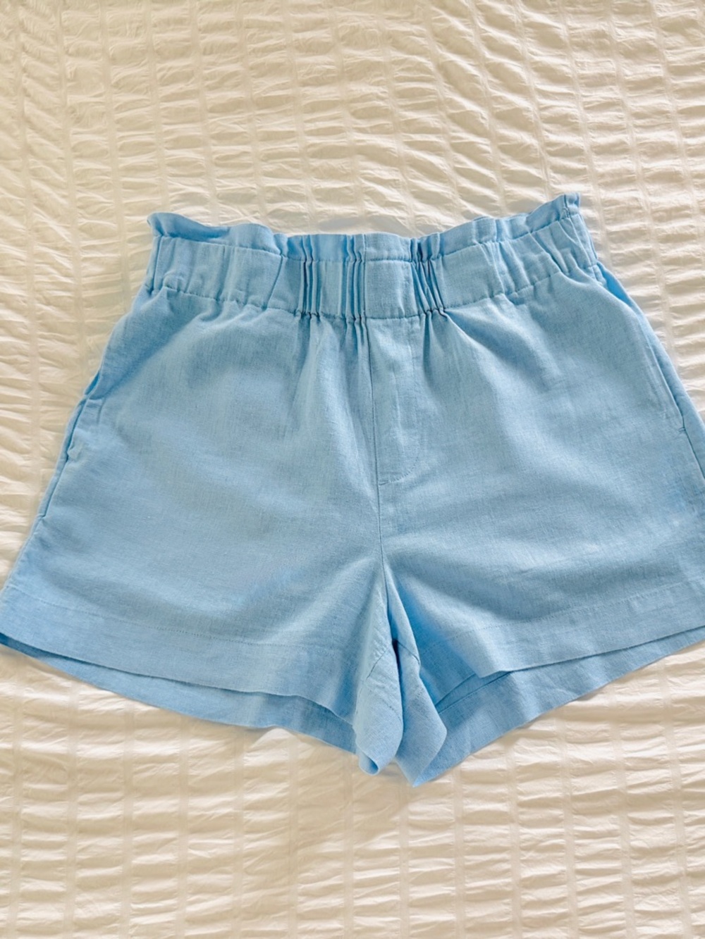 A New Day Women’s Light Blue Linen Blend Shorts Size M Elastic Waist - Picture 3 of 9